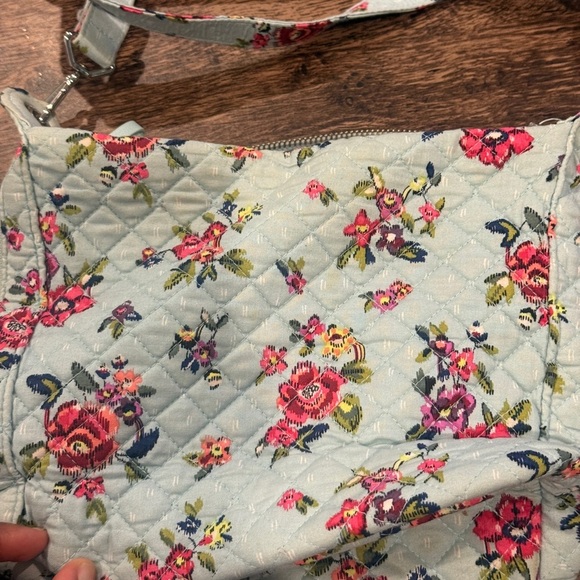 Vera Bradley Blue and Pink Crossbody Bag Quilted Floral - Picture 8 of 9